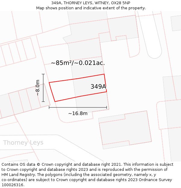 349A, THORNEY LEYS, WITNEY, OX28 5NP: Plot and title map