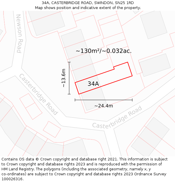 34A, CASTERBRIDGE ROAD, SWINDON, SN25 1RD: Plot and title map