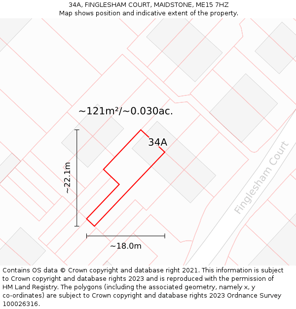 34A, FINGLESHAM COURT, MAIDSTONE, ME15 7HZ: Plot and title map