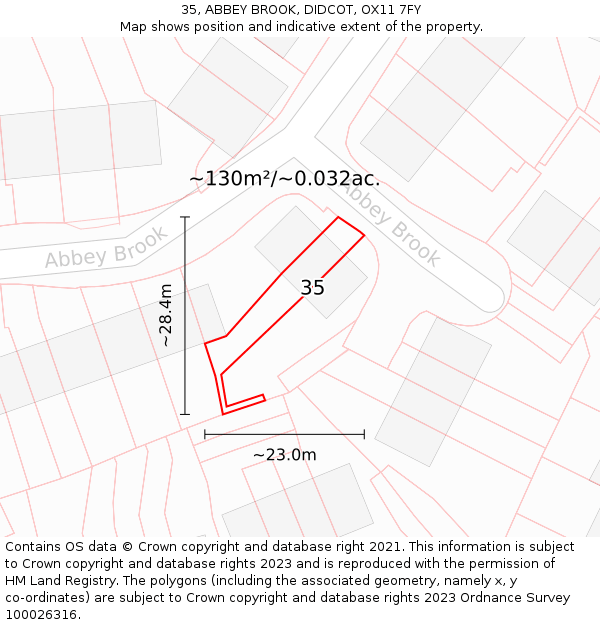 35, ABBEY BROOK, DIDCOT, OX11 7FY: Plot and title map