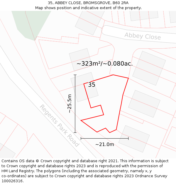 35, ABBEY CLOSE, BROMSGROVE, B60 2RA: Plot and title map