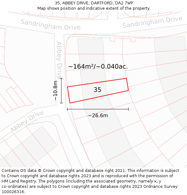 35, ABBEY DRIVE, DARTFORD, DA2 7WP: Plot and title map