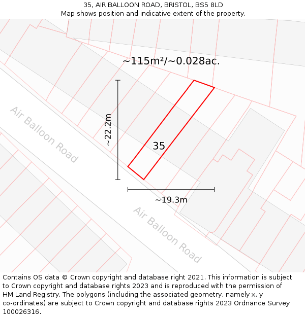 35, AIR BALLOON ROAD, BRISTOL, BS5 8LD: Plot and title map
