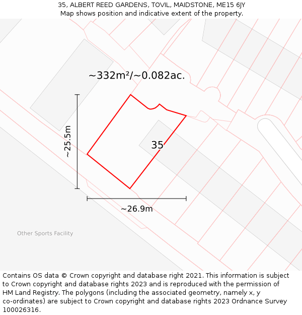 35, ALBERT REED GARDENS, TOVIL, MAIDSTONE, ME15 6JY: Plot and title map