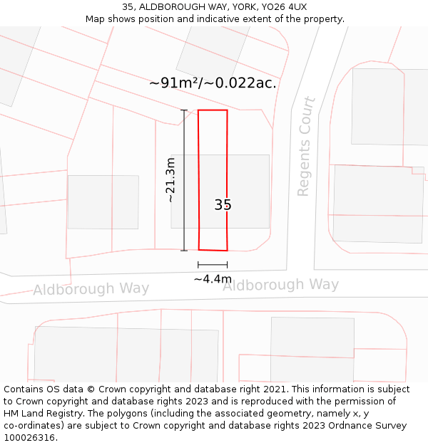 35, ALDBOROUGH WAY, YORK, YO26 4UX: Plot and title map