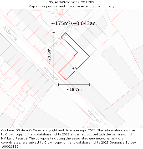 35, ALDWARK, YORK, YO1 7BX: Plot and title map