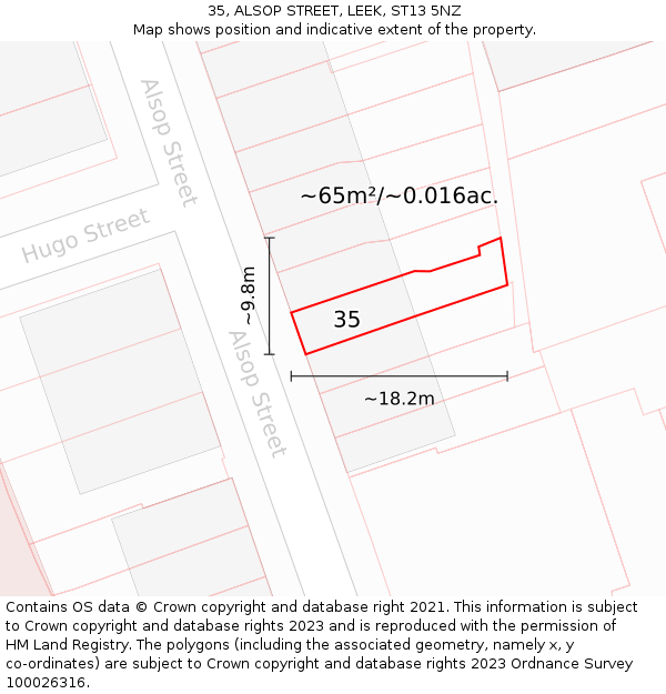 35, ALSOP STREET, LEEK, ST13 5NZ: Plot and title map