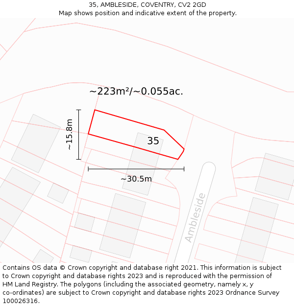 35, AMBLESIDE, COVENTRY, CV2 2GD: Plot and title map