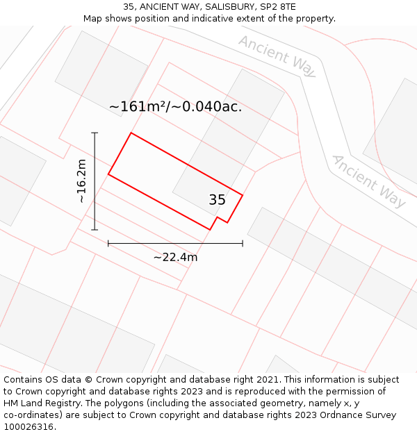 35, ANCIENT WAY, SALISBURY, SP2 8TE: Plot and title map