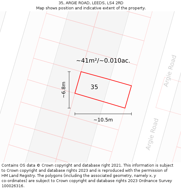 35, ARGIE ROAD, LEEDS, LS4 2RD: Plot and title map