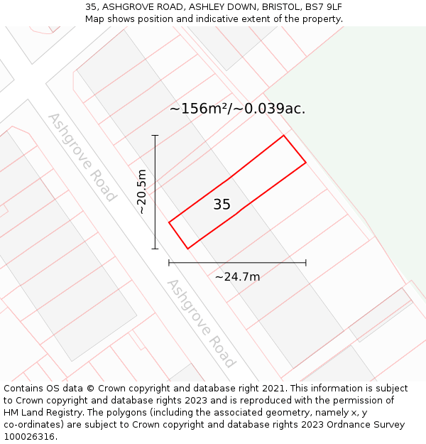 35, ASHGROVE ROAD, ASHLEY DOWN, BRISTOL, BS7 9LF: Plot and title map