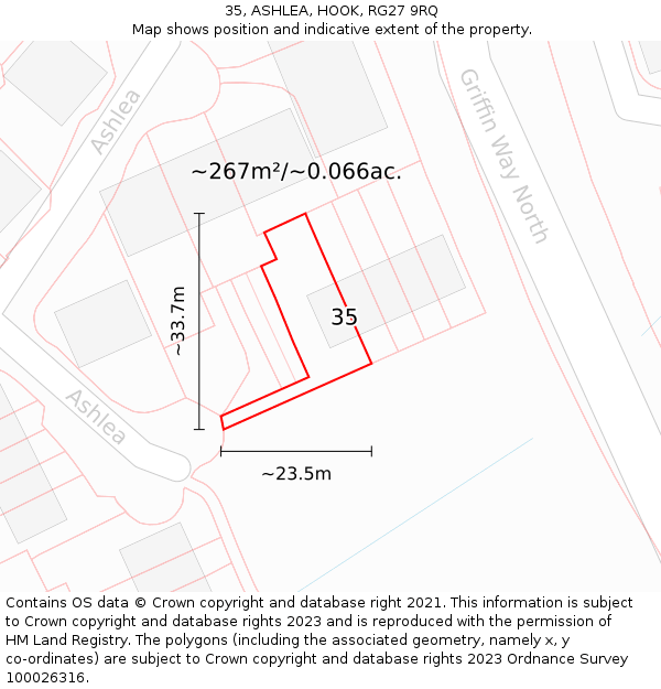 35, ASHLEA, HOOK, RG27 9RQ: Plot and title map