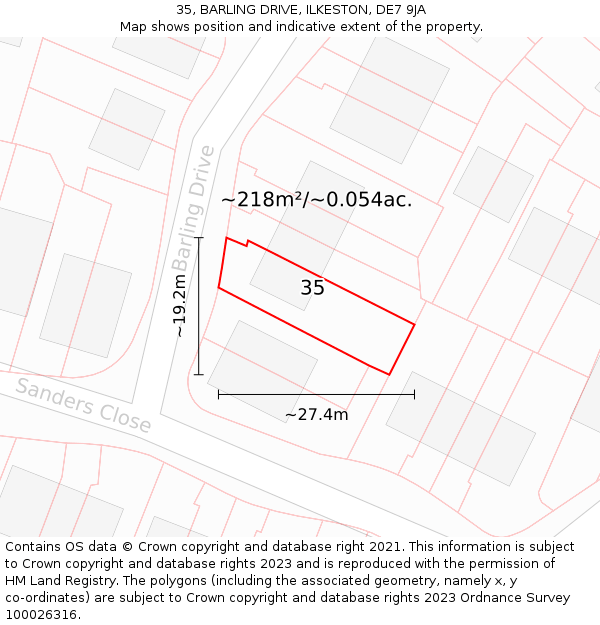 35, BARLING DRIVE, ILKESTON, DE7 9JA: Plot and title map