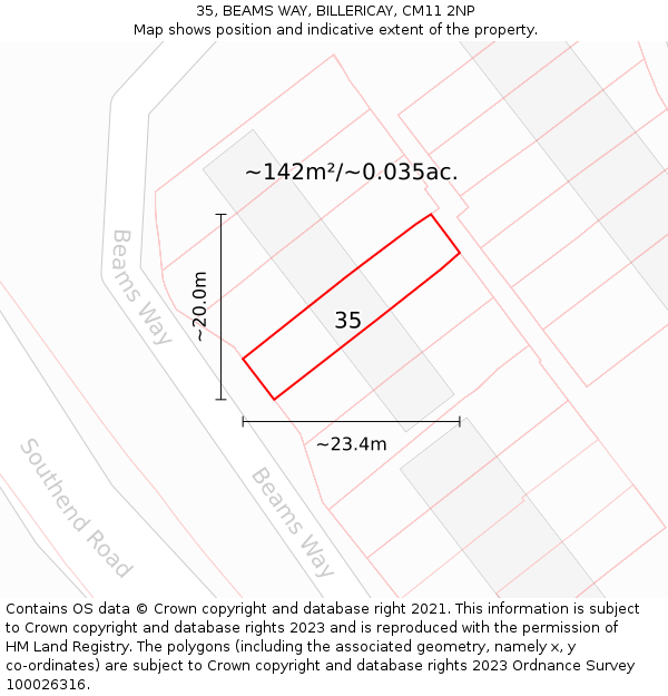 35, BEAMS WAY, BILLERICAY, CM11 2NP: Plot and title map