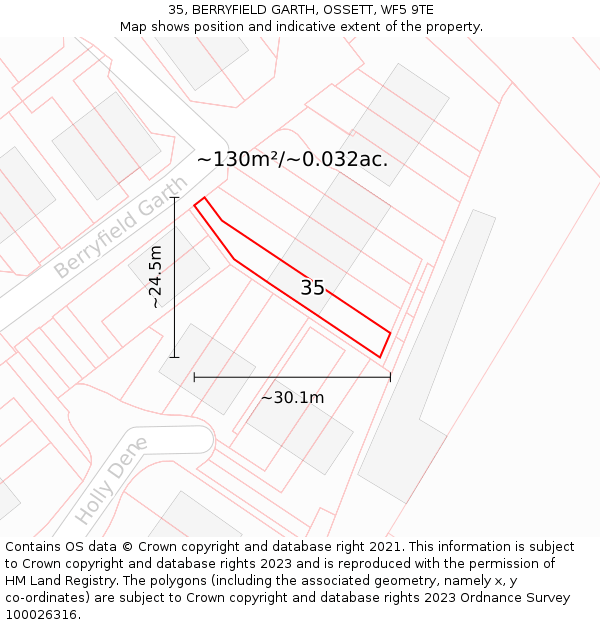 35, BERRYFIELD GARTH, OSSETT, WF5 9TE: Plot and title map