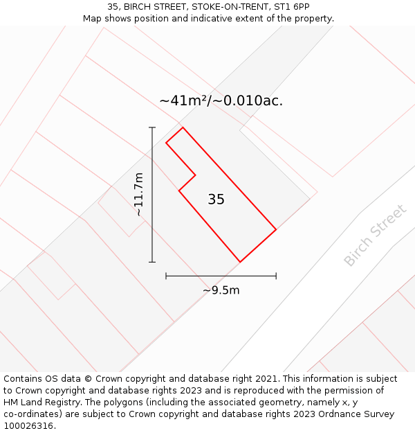 35, BIRCH STREET, STOKE-ON-TRENT, ST1 6PP: Plot and title map