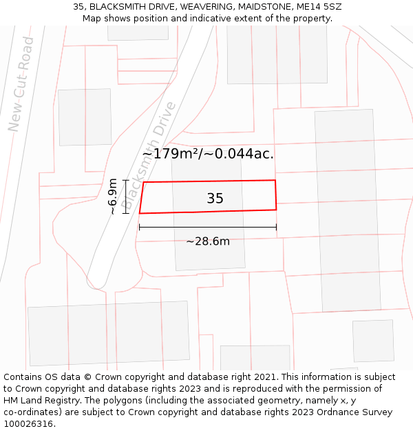 35, BLACKSMITH DRIVE, WEAVERING, MAIDSTONE, ME14 5SZ: Plot and title map