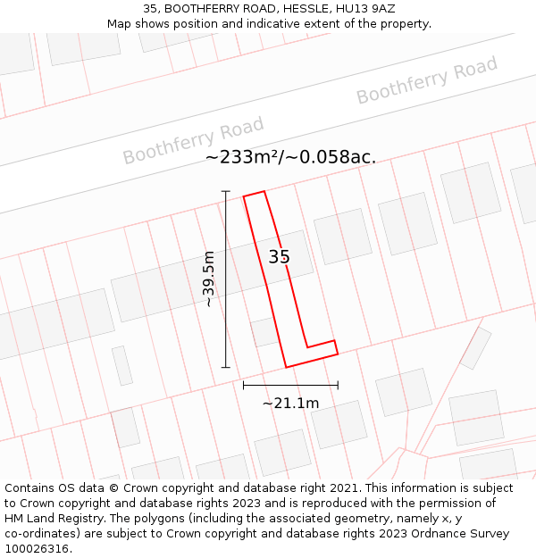 35, BOOTHFERRY ROAD, HESSLE, HU13 9AZ: Plot and title map