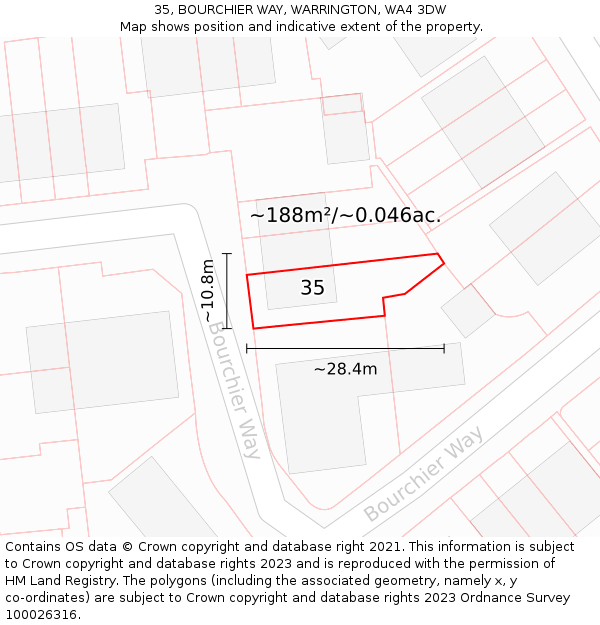 35, BOURCHIER WAY, WARRINGTON, WA4 3DW: Plot and title map