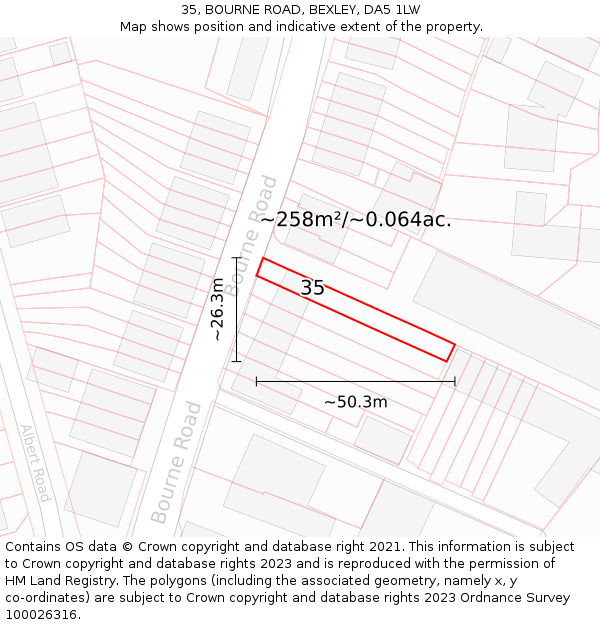 35, BOURNE ROAD, BEXLEY, DA5 1LW: Plot and title map