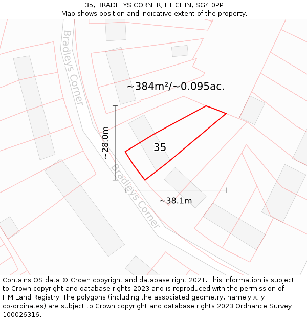 35, BRADLEYS CORNER, HITCHIN, SG4 0PP: Plot and title map