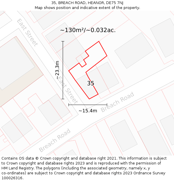 35, BREACH ROAD, HEANOR, DE75 7NJ: Plot and title map