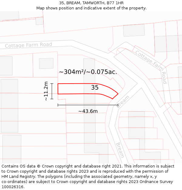35, BREAM, TAMWORTH, B77 1HR: Plot and title map