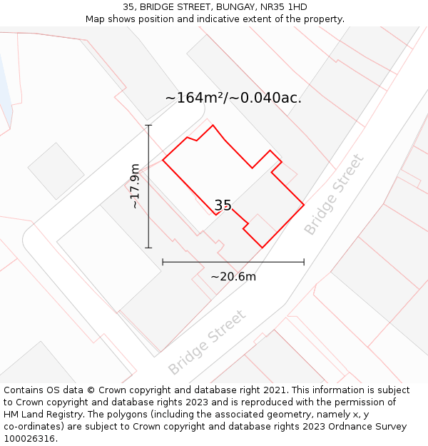35, BRIDGE STREET, BUNGAY, NR35 1HD: Plot and title map
