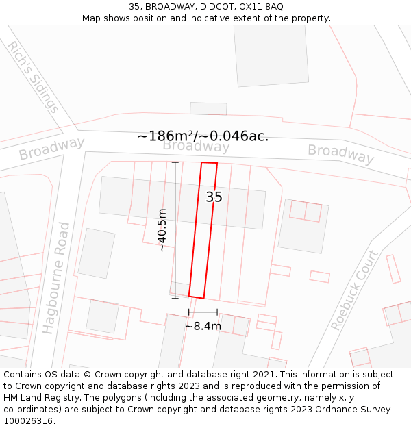 35, BROADWAY, DIDCOT, OX11 8AQ: Plot and title map