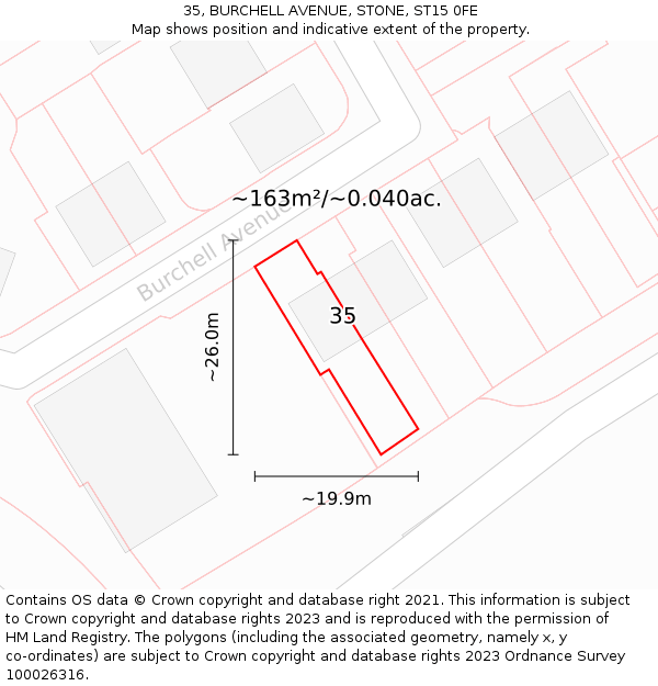 35, BURCHELL AVENUE, STONE, ST15 0FE: Plot and title map