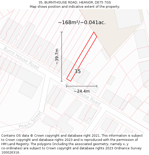 35, BURNTHOUSE ROAD, HEANOR, DE75 7GS: Plot and title map