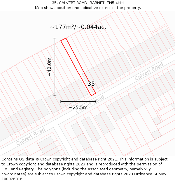 35, CALVERT ROAD, BARNET, EN5 4HH: Plot and title map