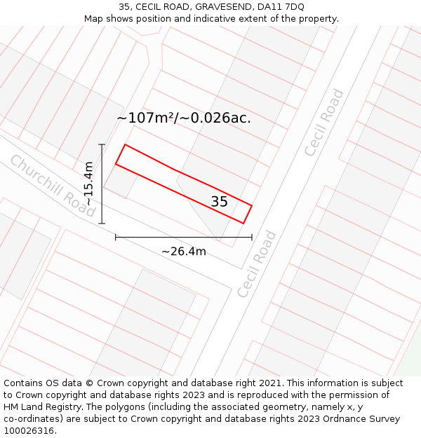35, CECIL ROAD, GRAVESEND, DA11 7DQ: Plot and title map