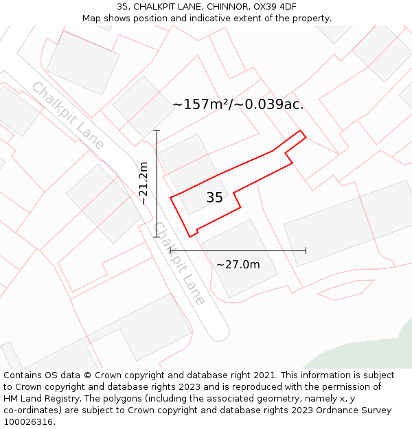 35, CHALKPIT LANE, CHINNOR, OX39 4DF: Plot and title map