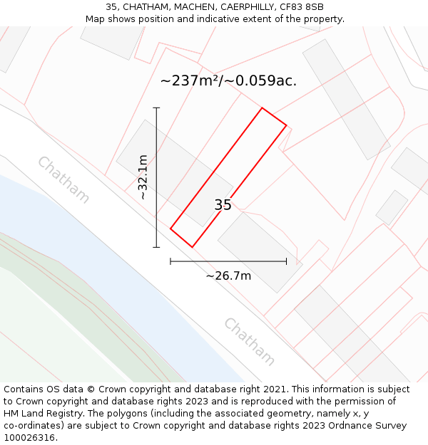 35, CHATHAM, MACHEN, CAERPHILLY, CF83 8SB: Plot and title map