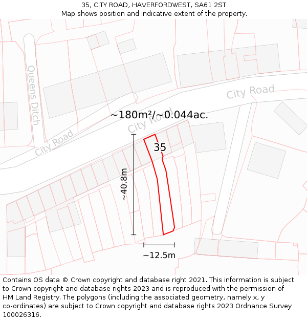 35, CITY ROAD, HAVERFORDWEST, SA61 2ST: Plot and title map