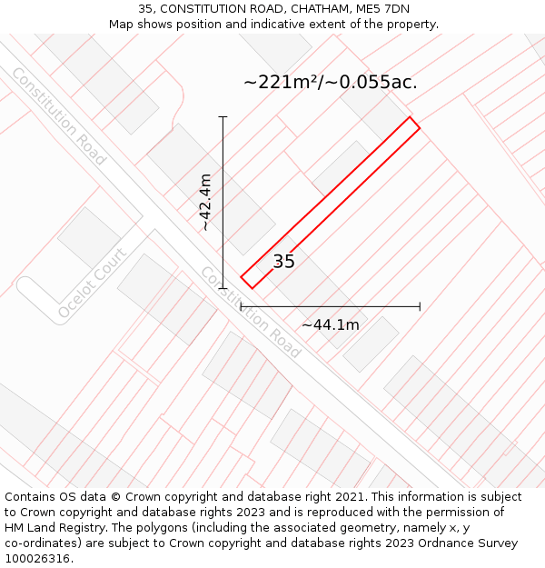 35, CONSTITUTION ROAD, CHATHAM, ME5 7DN: Plot and title map