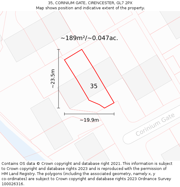 35, CORINIUM GATE, CIRENCESTER, GL7 2PX: Plot and title map