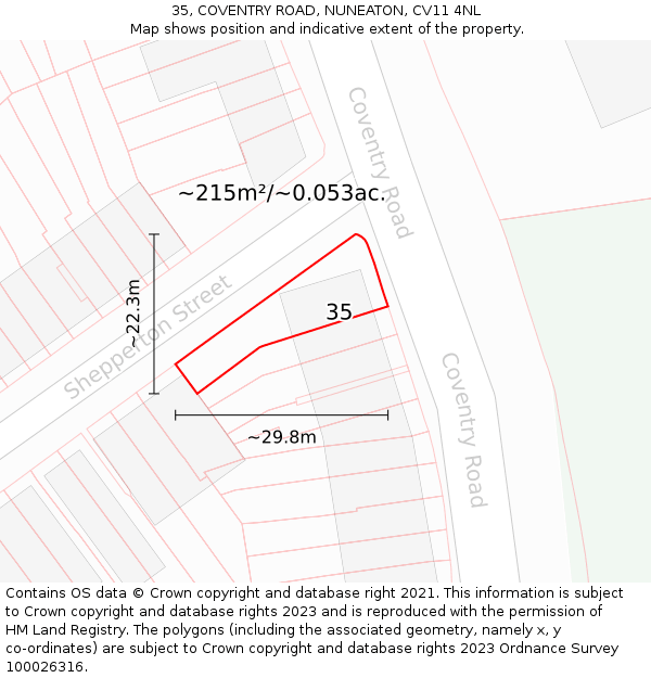 35, COVENTRY ROAD, NUNEATON, CV11 4NL: Plot and title map