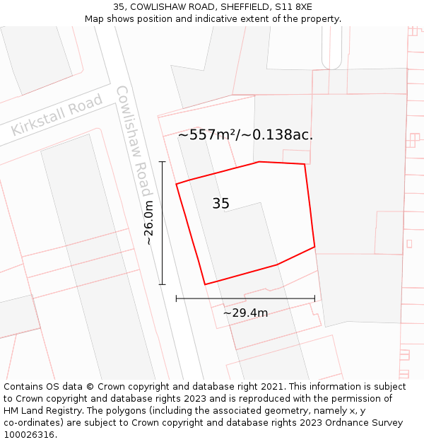 35, COWLISHAW ROAD, SHEFFIELD, S11 8XE: Plot and title map