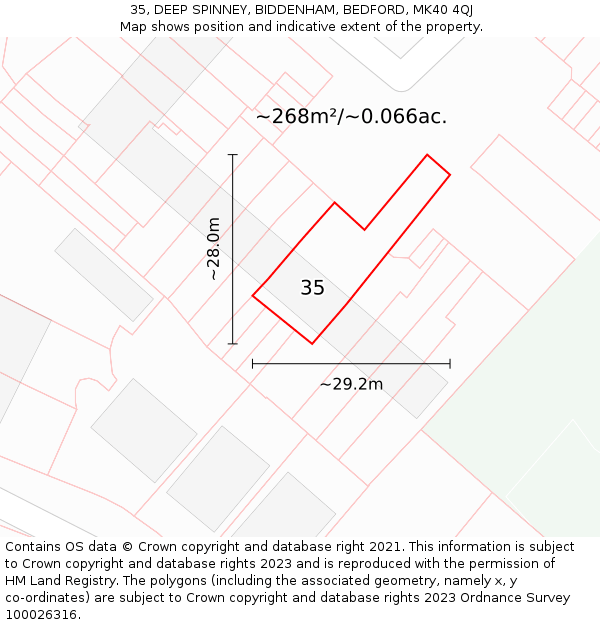 35, DEEP SPINNEY, BIDDENHAM, BEDFORD, MK40 4QJ: Plot and title map