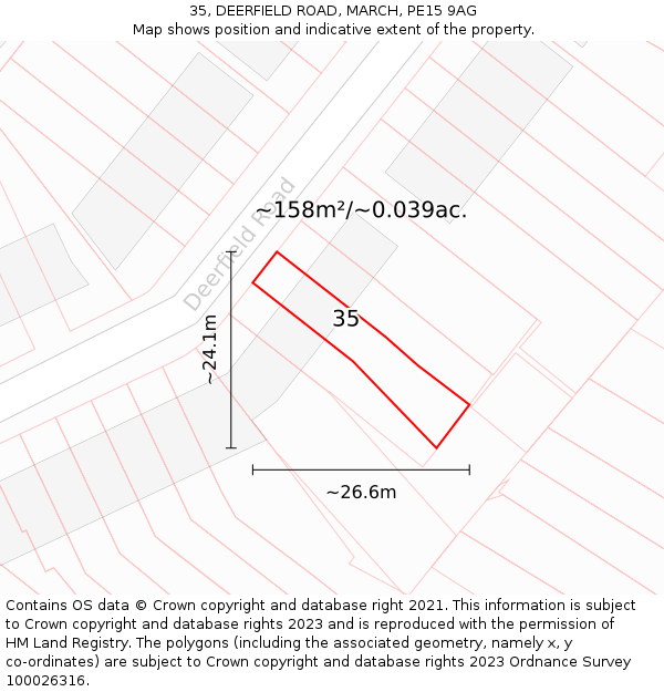 35, DEERFIELD ROAD, MARCH, PE15 9AG: Plot and title map