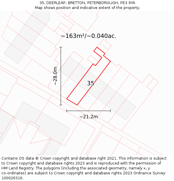 35, DEERLEAP, BRETTON, PETERBOROUGH, PE3 9YA: Plot and title map