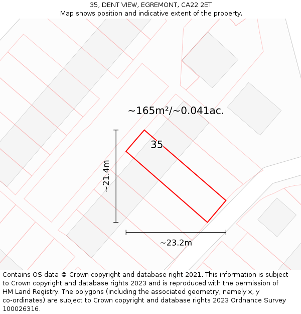 35, DENT VIEW, EGREMONT, CA22 2ET: Plot and title map