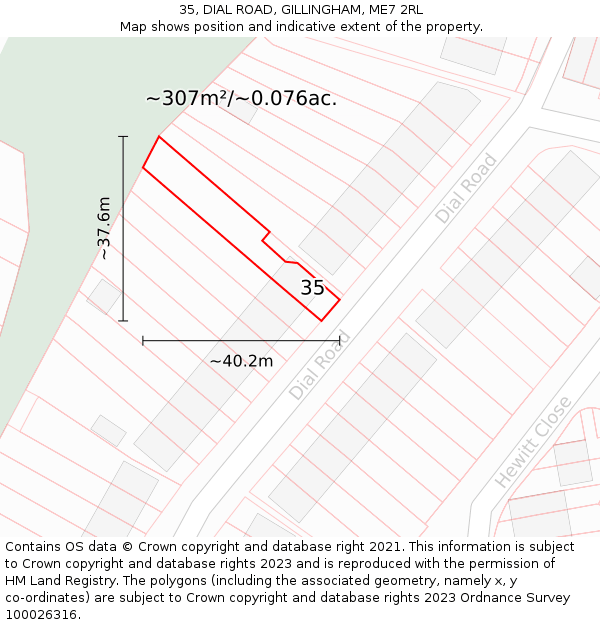35, DIAL ROAD, GILLINGHAM, ME7 2RL: Plot and title map