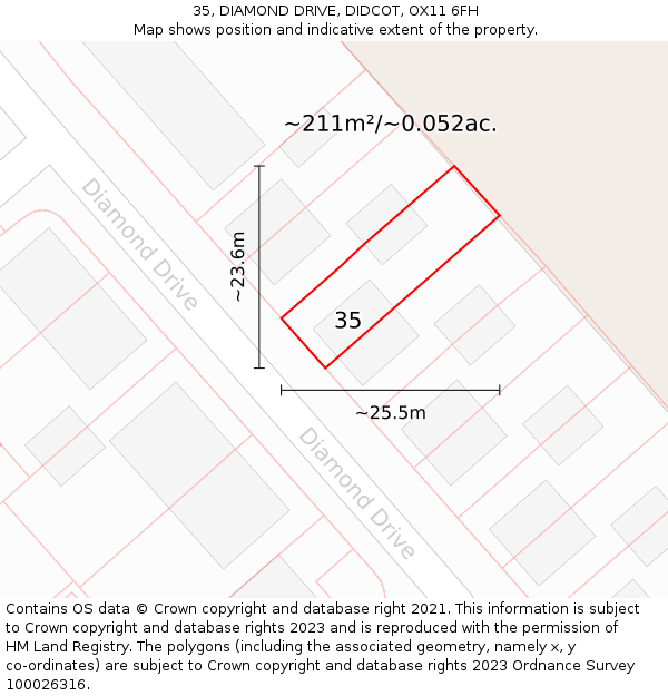 35, DIAMOND DRIVE, DIDCOT, OX11 6FH: Plot and title map