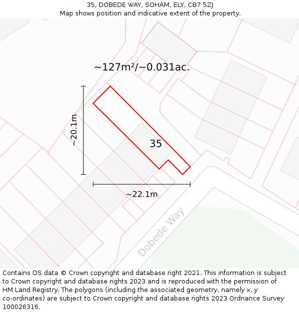 35, DOBEDE WAY, SOHAM, ELY, CB7 5ZJ: Plot and title map