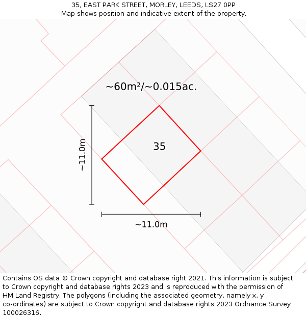 35, EAST PARK STREET, MORLEY, LEEDS, LS27 0PP: Plot and title map