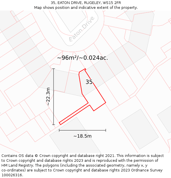 35, EATON DRIVE, RUGELEY, WS15 2FR: Plot and title map