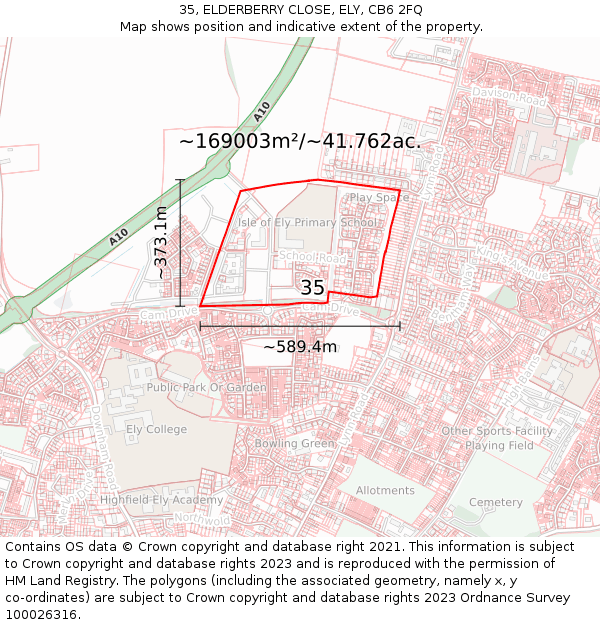 35, ELDERBERRY CLOSE, ELY, CB6 2FQ: Plot and title map